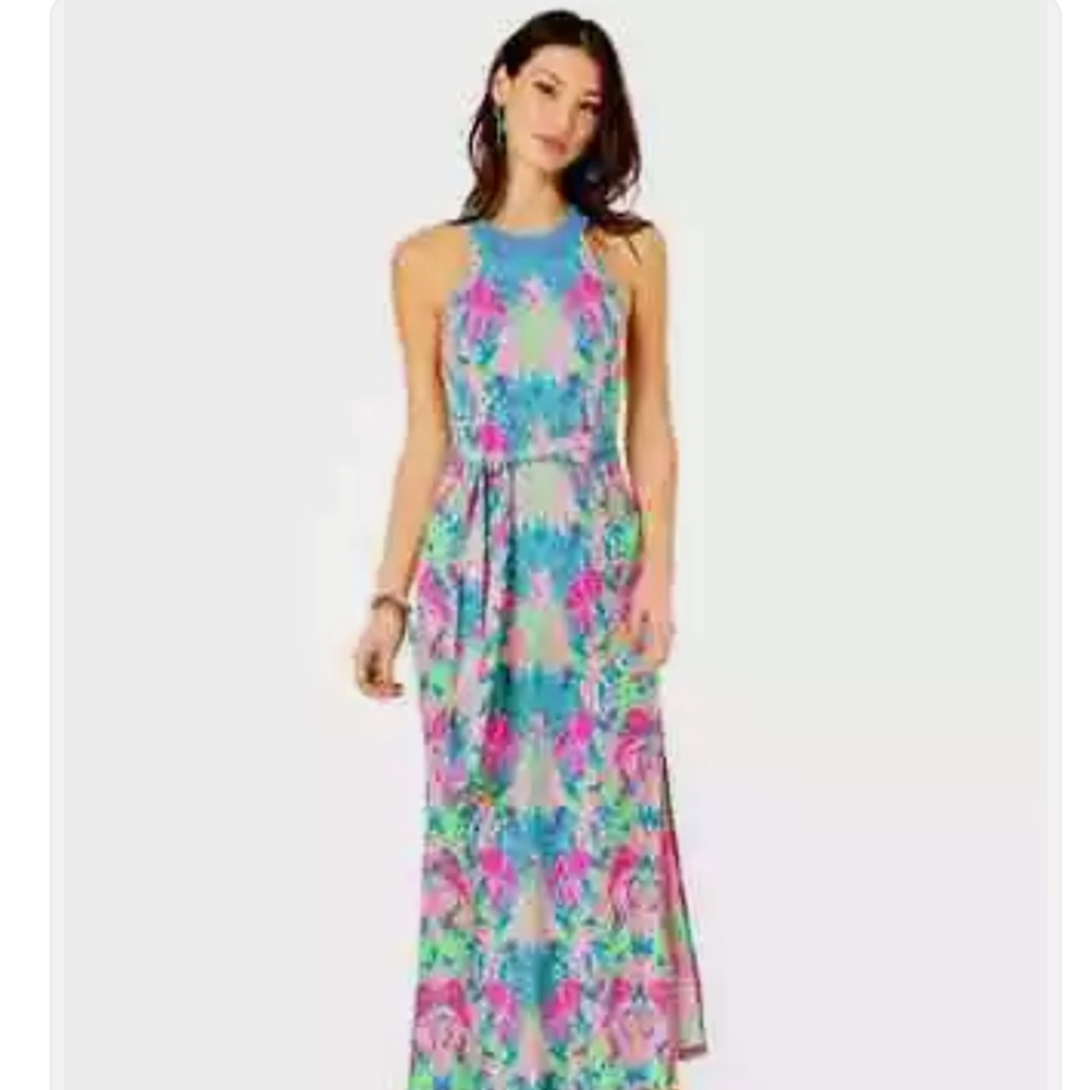 Lilly Pulitzer Monterrey Reflections Engineered Halter Jersey Maxi Dress